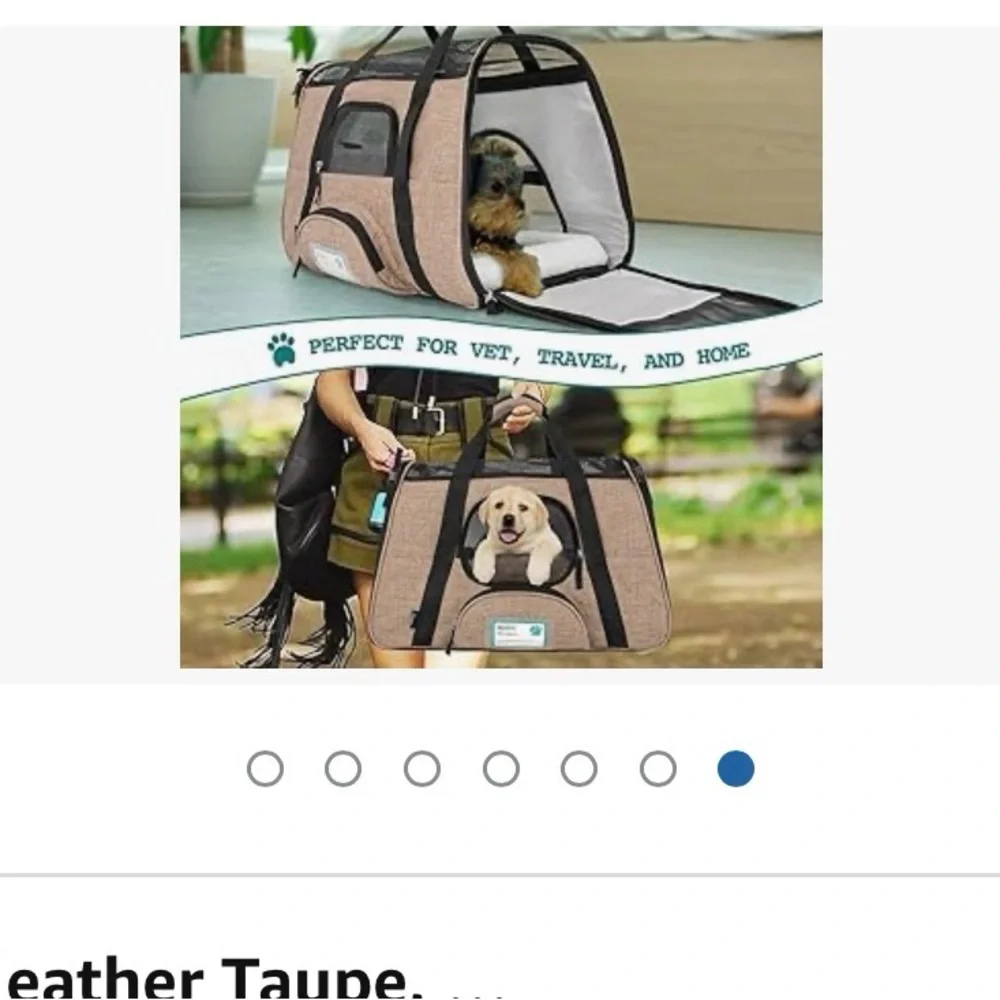 Small Pet Carrier Taupe - Used once 19”Lx 10”W x 12” H